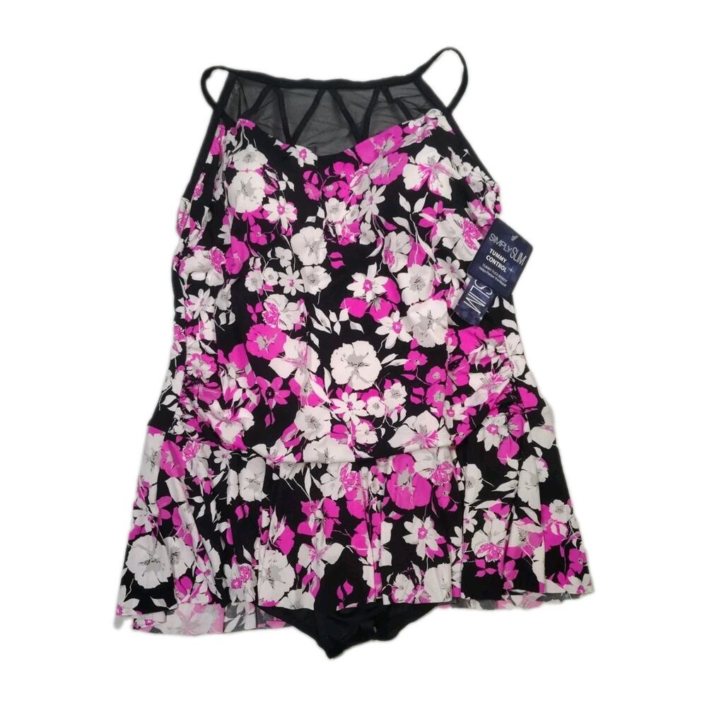 New Simply Slim Floral Mesh Swim Dress – Women’s Size 2XL 18W–20W Multicolor